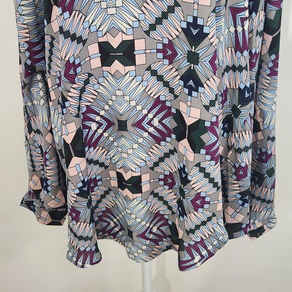Ashley Stewart Retro Print Dolman Sleeve Poncho Style Blouse Size XL 14-16 - Picture 3 of 11